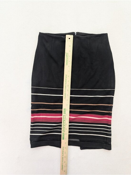 White House Black Market Women's Skirt Size 2 Black Stripe Stretch Knit Pencil - Picture 8 of 15